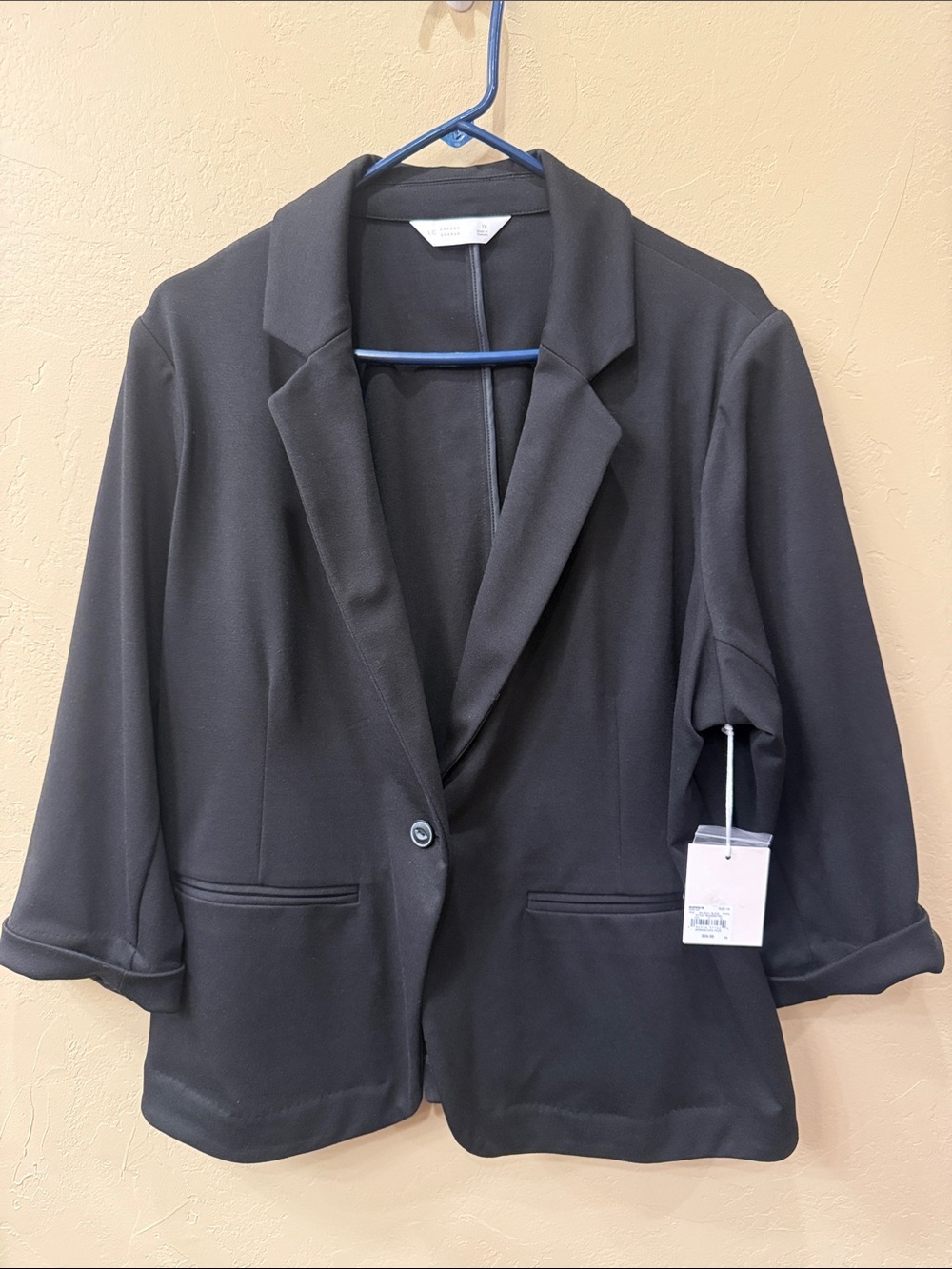 LC Lauren Conrad Black Single-Button Blazer with Notch Lapel